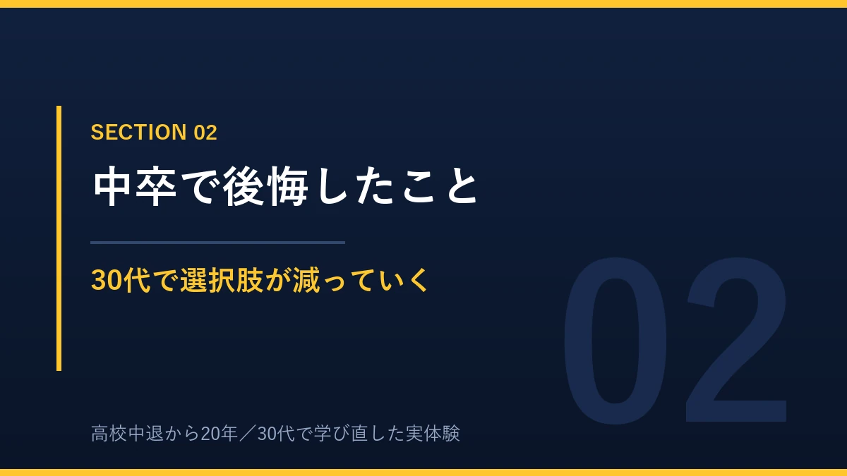 中卒で後悔したこと 30代で仕事の選択肢が減った話